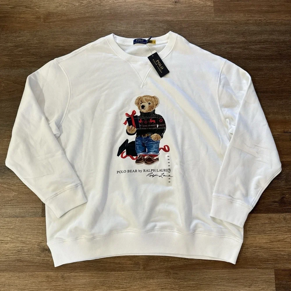 NWT Polo Ralph Lauren Christmas Bear Crewneck Pullover Sweatshirt‎ Sz 2XB